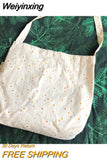 Weiyinxing Cloth Shoulder Bag for Women Vintage Daisy Floral Ladies Small Tote Handbags Retro Flower Female Shopping Messenger Bags