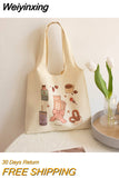 Weiyinxing Canvas Bag Female One-shoulder Student Large-capacity Literary and Artistic Portable Canvas Bag 2023 New Korean Style