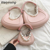 Weiyinxing Brand Tote Bag For Women 2023 Fashion Handbag And Purse Luxury Pearl Necklace Lady Crossbody Bag Simple Women's Shoulder Bag