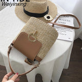 Weiyinxing YIDE Small Straw Bucket Bags For Women 2023 Summer Crossbody Bags Lady Travel Purses And Handbags Female Shoulder Simple Bag