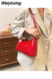 Weiyinxing Luxury Designer Women Hobo Shoulder Bag Red Patent Leather Solid Color Bolso Simple Trend Purse High Quality Underarm Bag