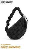 weiyinxing Quilted Hobos Women Shoulder Bags Designer Ruched Strap Crossbody Bag Soft Nylon Puffy Bag Bubble Padded Female Purses