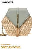 Weiyinxing rattan women shoulder bags chic hexagon wicker woven crossbody bag lady summer beach straw bags handmade small purses