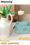 Weiyinxing Smile Corduroy Travel Cosmetic Lipstick Purse Storage Bag Kawaii Makeup Handbags Organizer Wallet Pouch Pencil Case Pen Bag