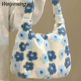 Weiyinxing Winter Flower Lamb Wool Plush Bag Student Large Capacity Tote Bag Shoulder Bag Women Bag Crossbody Bags for Women