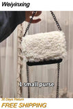 Weiyinxing Design Women Plush Purse Handbags Winter Lamb Wool Female Furry Chain Shoulder Messenger Bags Luxury Ladies Casual Tote