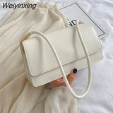 Weiyinxing Solid Color Women Shoulder Bags Totes PU Leather Fashion Flap Small Top-Handle Bags Female Casual Underarm Bags Handbags