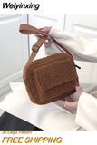 Weiyinxing Plush Fabric Women's Shoulder Crossbody Bag Small Fashion Lambs Wool Fluffy Fur Winter Female Bag Designer Handbags