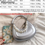 Weiyinxing Woman Bag Pu Hobo Bagute Bags For Woman High Quality Brand Clutches Purse Pearl Half Moon Crossbody Bag Femal Handbag