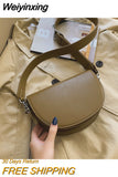 Weiyinxing Solid Color Saddle Bag High Quality Leather Shoulder Bags for Women 2023 New Simple Ladies Crossbody Bag Designer Handbags