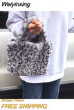 Weiyinxing large plush handbag new cute bags fashion shoulder Crossbody bag female leopard female bag Messenger bag soft warm fur bag