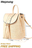 Weiyinxing Women's Straw Backpack Summer Boho Bohemian Hollow Shoulder Bag Hobo Crochet Women Travel Bags for Women Knitted Beach Backpack
