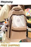 Weiyinxing Patchwork Color Multi-Pocket Female Backpack Book School Bag for Teenage Girls Boys Student Women's Travel Rucksack