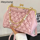 Weiyinxing women's bag 2023 trend Vintage crossbosy bag pleated luxury designer handbag for women pearl chain totes bags for women