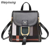 Weiyinxing Casual Plaid Shoulder Bag Fashion Stitching Backpack Brand Female Totes Crossbody Bags Women Leather bags