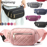 Weiyinxing Women Plaid Waist Bag Female Oxford Waterproof Belt Bags Designer Crossbody Chest Bag Ladies Fashion Fanny Pack Banana Hip Purse