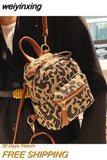 weiyinxing Women Mini Backpack High Quality Leopard Nylon Shoulder Bag Small Backpack School Bags for Teenage Girls Travel Rucksack