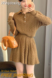Weiyinxing autumn winter Knitted Two Piece Set For Women Pullover Tops + Pleated Skirt Sets Elegant Sweater 2 piece sets women outfit