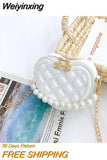 Weiyinxing Children's Heart-shaped Crossbody Bags Pearl Handle Girls Mini Shoulder Messenger Bag Princess Wallet Coin Purse Handbags