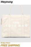 Weiyinxing Casual Canvas Large Capacity Tote Bag Women Handbags Designer Letters Shoulder Crossbody Bags Luxury Big Shopper Bag Purse