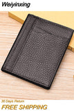 Weiyinxing Slim Soft Wallet 100% Genuine Leather Mini Credit Card Wallet Purse Card Holders Men Wallet Thin Small