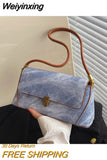 Weiyinxing Women Bags Fashion Handbags 2023 New Trend Handbags Retro Denim Shoulder Underarm Bag Casual Women Shoulder Pack Quality Flap