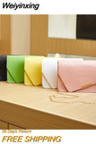 Weiyinxing Small Square Bag Lady's Grace One Shoulder Crossbody Bag Delicate Stone Grain Girl Style Chain Commuting Bag Solid Color