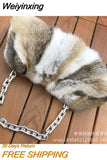 Weiyinxing Winter Real Rabbit Fur Mink fur Bag Women's Handbag Luxury Chain Messenger Shoulder Female Tote Bag Evening Party Clutch