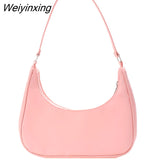 Weiyinxing Color Shoulder Purse Women Underarm Bag Ladies Fashion Top-handle Clutches Black Beige White Pink Handbag Pouch