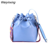 Weiyinxing YIDE Vintage Fashion Small Women Leather Bucket Bag Handbag Tassel Drawstring Shoulder Bag Messenger Crossbody Bags Purses