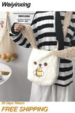 Weiyinxing Ears Soft Plush Women Small Shoulder Bag Artificial Lamb Wool Ladies Handbags Lovely Girl Furry Casual Tote Messenger Bags