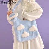 Weiyinxing Cute Cloud Bag High Capacity Crossbody Kawaii Cashmere Vest Bag New Tote Bag Fall/winter Plush Bag Women Crossbody Bag