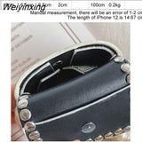 Weiyinxing Diamond Fanny Waist Bag Mini Crossbody Bag 2023 Shiny Women Designer Handbag Pearl Strap Party Shoulder Bag Lipstick Bag