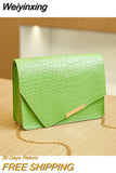 Weiyinxing Small Square Bag Lady's Grace One Shoulder Crossbody Bag Delicate Stone Grain Girl Style Chain Commuting Bag Solid Color