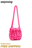 weiyinxing Crochet Crossbody Bags Designer Knitted Women Shoulder Bags Rope Woven Messenger Bag Handmade Small Tote Shopper Purses