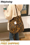 Weiyinxing Corduroy Women's Shoulder Bag Large Capacity Student Girls Casual Tote Book Handbags Flower Leopard Female Shopping Bags