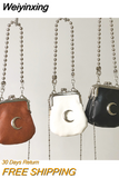 Weiyinxing Leather Women moon Small Shoulder Bag Fashion Chain Female Shell Crossbody Bags Retro Design Ladies Mini Coin Purse Handbags