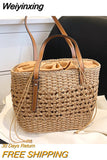 Weiyinxing Straw Weave Bag for Women 2023 Summer Brand Designer Female Handbags Luxury Shoulder Bag Fashion Beach Basket Simple New