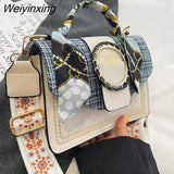 Weiyinxing Texture Bag for Women New Fashion Hand-held One-shoulder Women's Bag Broadband Messenger Western Style Small Square Bag