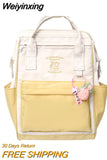 Weiyinxing Patchwork Color Nylon Backpack for Women Multi Pocket Man Boys Travel Backpacks Female School Bag for Teenage Girls