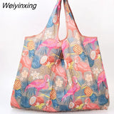 Weiyinxing Reusable Grocery Shopping Bag Ladies Tote 50lb Fashion Pocket Shoulder Bag Foldable Eco Bag Washable