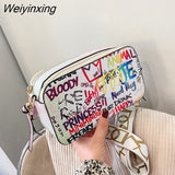 Weiyinxing YIDE New Graffiti Design Small PU Leather Crossbody Shoulder Bags for Women 2023 Lady Trendy Travel Branded Handbags Purses