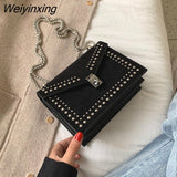 Weiyinxing Leather Brand Designer Shoulder Simple Bags For Women 2023 Chain Rivet Luxury Crossbody Bag Female Fashion Small Handbags