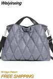Weiyinxing Padded Large Capacity Tote Women Handbags Designer Lingge Quilted Shoulder Bags Luxury Nylon Sapce Cotton Crossbody Bag